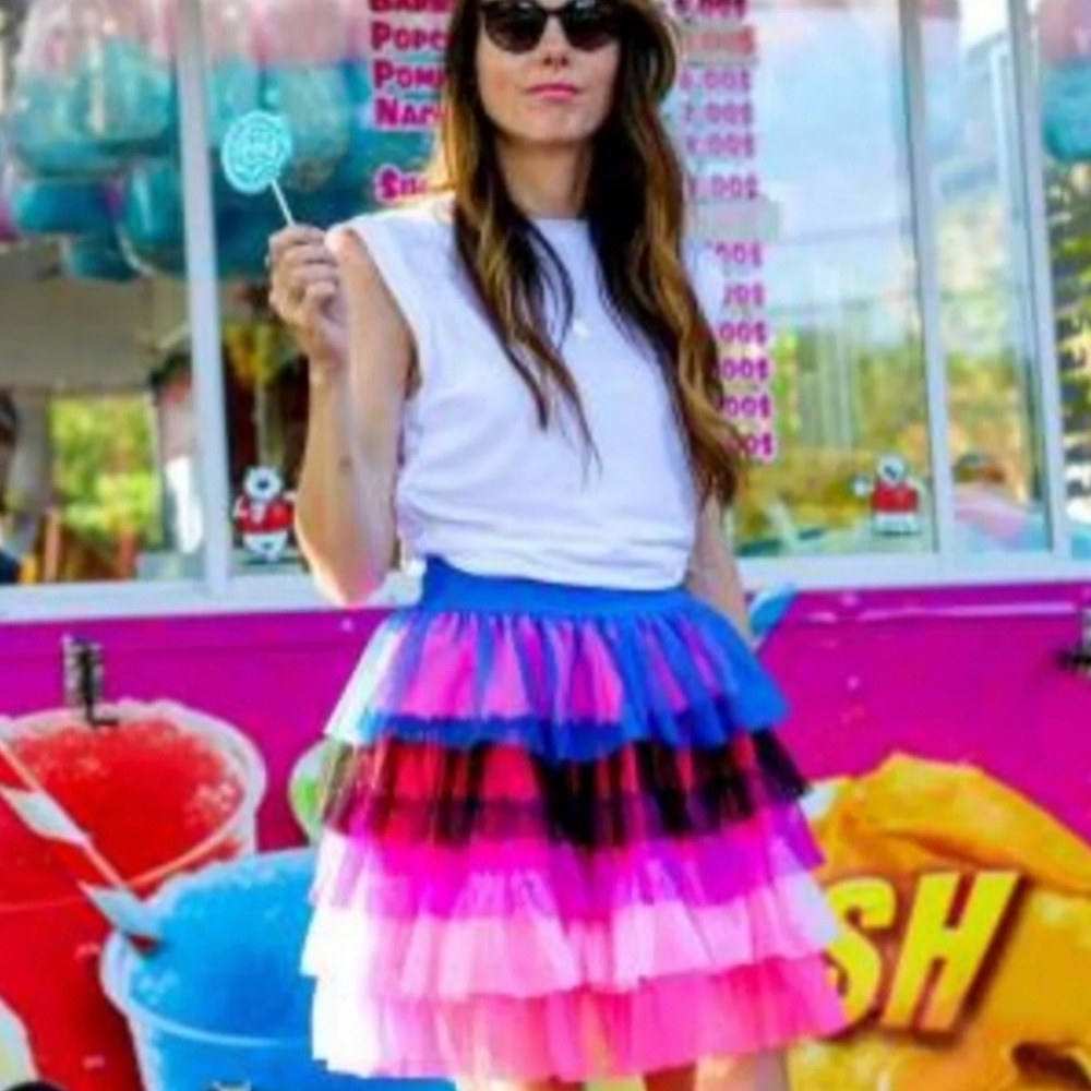 NWT Target Pride Tiered Mesh Tull Ruffled Festival Skirt Medium